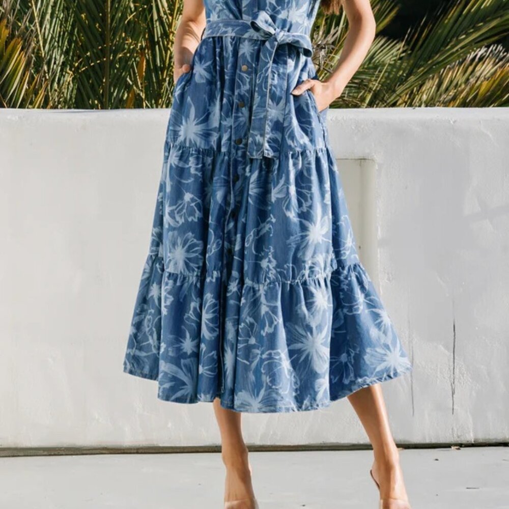 Baltic Born Rocío Soft Denim Dress | Blue Print Size M - Picture 7 of 7